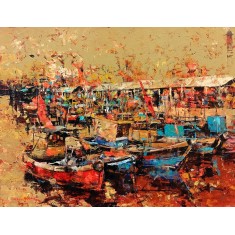 Shan Amrohvi, 24 x 30 inch, Oil on Canvas, Sea Scape Painting, AC-SA-170